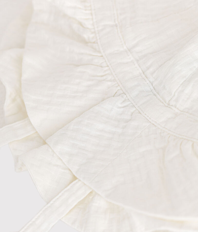 Unifarbener, gemusterter breitkrempiger Hut Baby/M&auml;dchen weiss