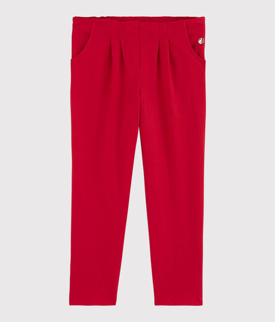 Kinderhose aus Jerseystoff für Mädchen rot TERKUIT