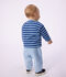 Baby-Streifenshirt aus Baumwolle mit M&ouml;wenaufn&auml;her blau/blau