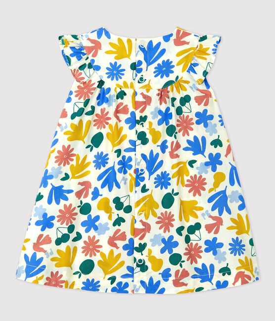 Kurzärmeliges Babykleid aus Popeline mit Blumendruck weiss MARSHMALLOW/weiss MULTICO