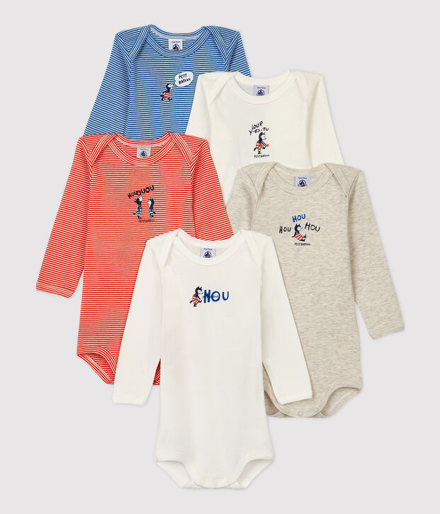 5er-Set Baby-Bodys  aus Baumwolle vielfarbig