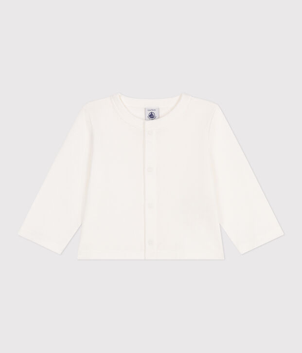 Baby-Cardigan aus einfarbiger Baumwolle weiss