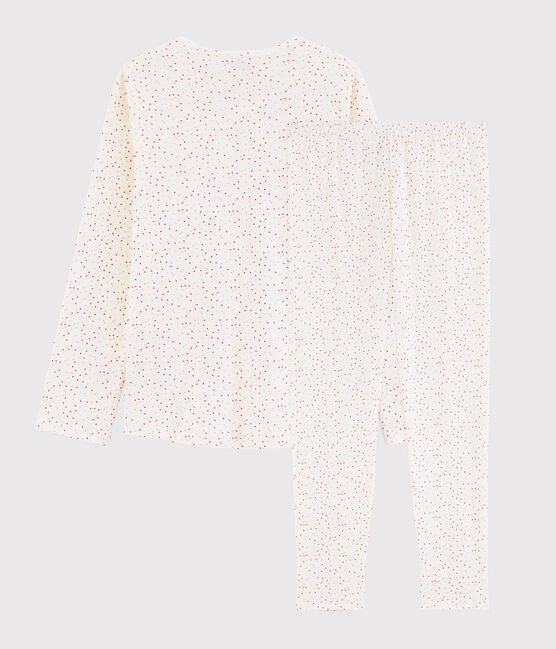 Kinderpyjama aus Bio-Baumwolle mit buntem Polka-Dot-Muster für Mädchen weiss MARSHMALLOW/weiss MULTICO