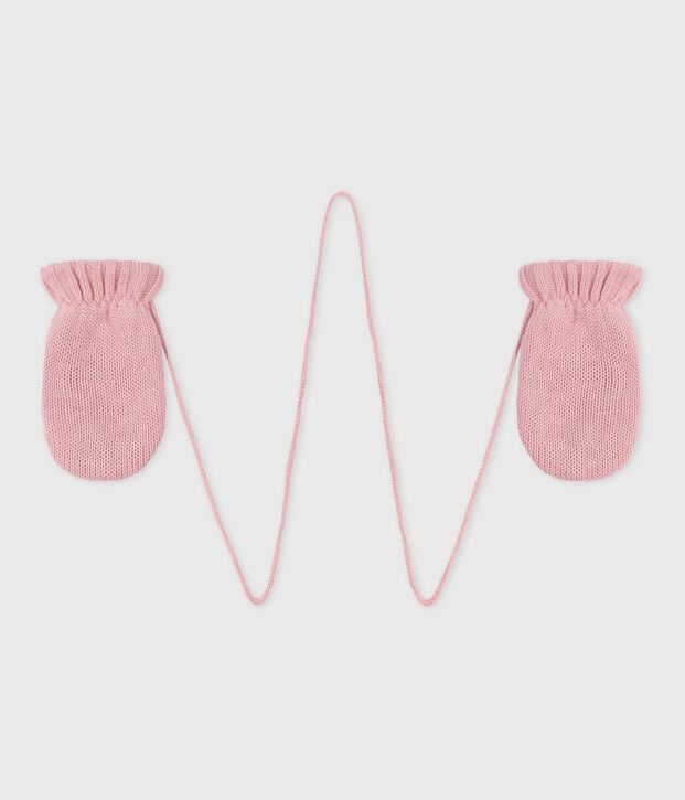 Baby-F&auml;ustlinge aus Strick mit Fleece-Futter rosa