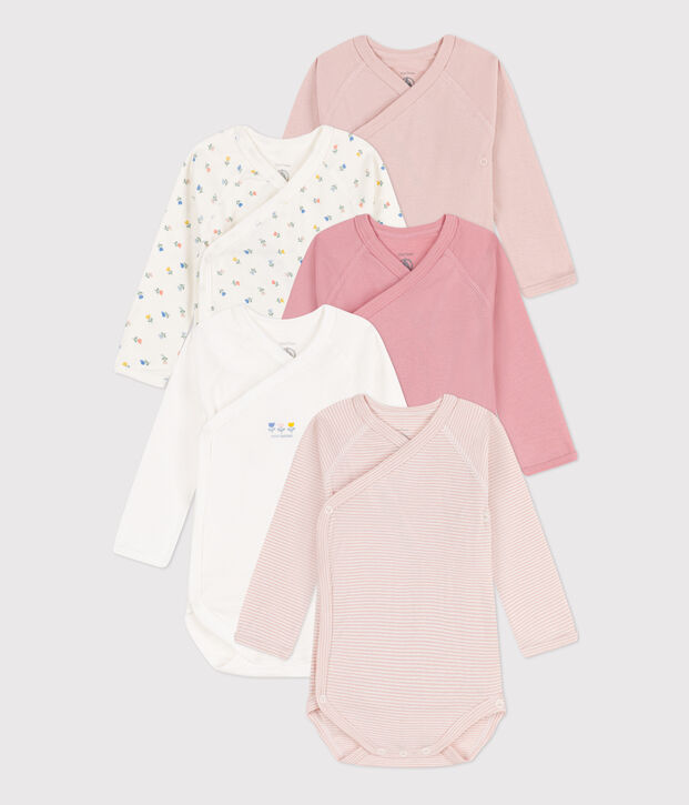 5er-Set bedruckte lang&auml;rmelige Bodys aus Baumwolle vielfarbig