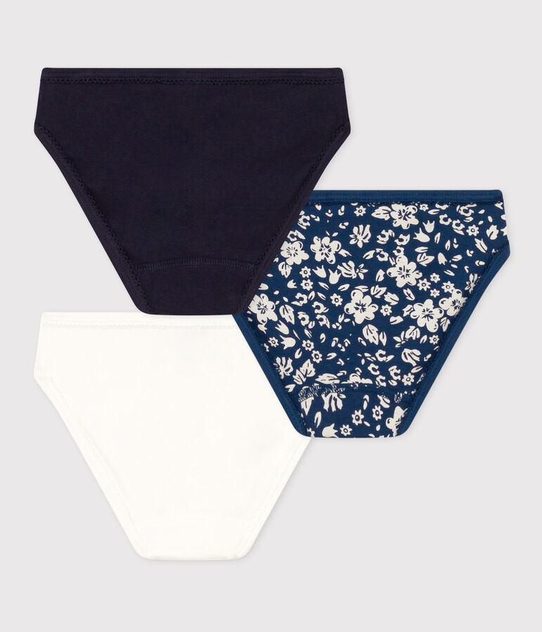 3er-Set Slips aus Baumwolle und Elastan mit Blumenmuster f&uuml;r M&auml;dchen vielfarbig