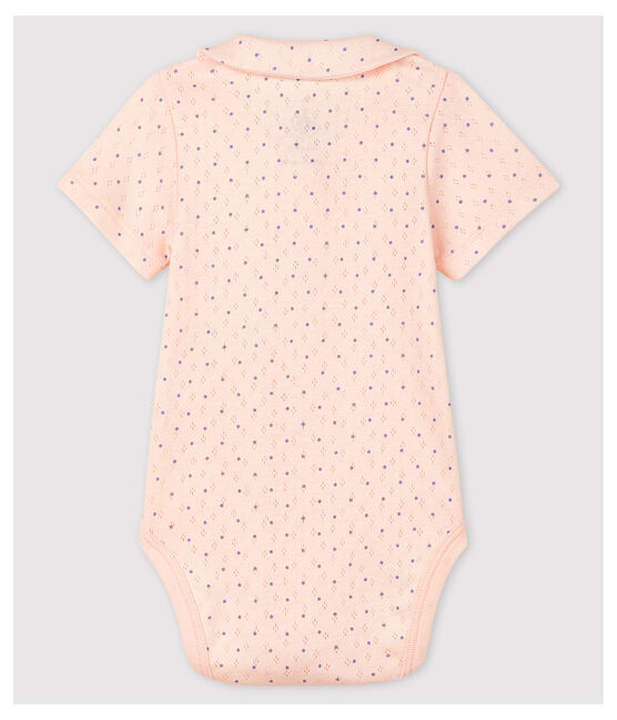 Kurzärmeliger Baby-Body mit Kragen aus Bio-Baumwolle in Rosa rosa FLEUR/blau EDNA
