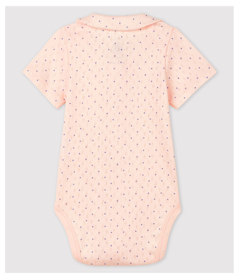 Kurz&auml;rmeliger Baby-Body mit Kragen aus Bio-Baumwolle in Rosa rosa/blau