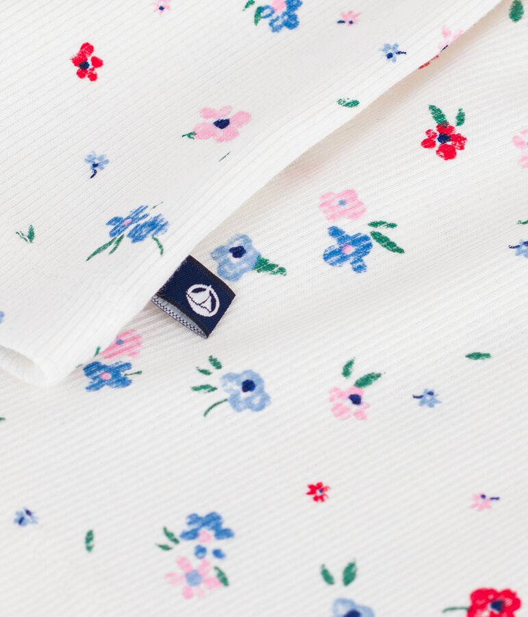 Kurz&auml;rmeliges Kinder-T-Shirts aus Baumwolle mit Blumenmuster weiss MARSHMALLOW/weiss MULTICO