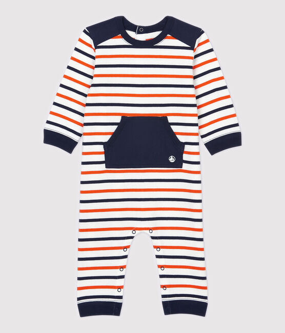 Baby-Overall aus Molton. weiss MARSHMALLOW/ SMOKING/ CAROTTE