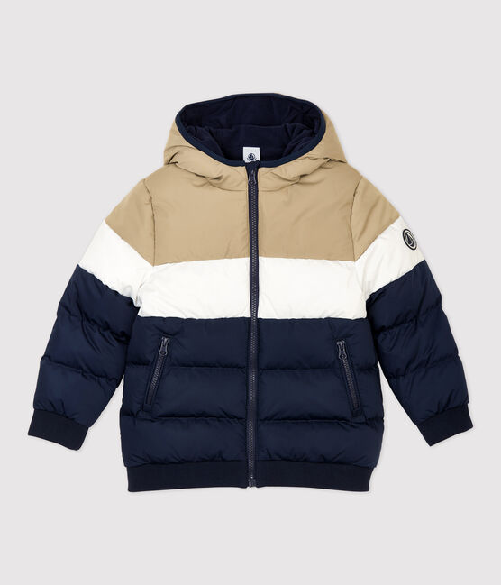 Gefütterte Kinder-Winterjacke für Jungen blau SMOKING/weiss MULTICO