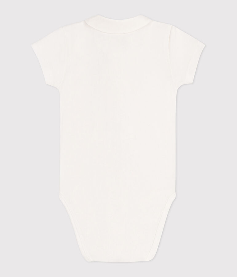 Kurz&auml;rmeliger Newborn-Body mit Kragen aus Baumwolle weiss