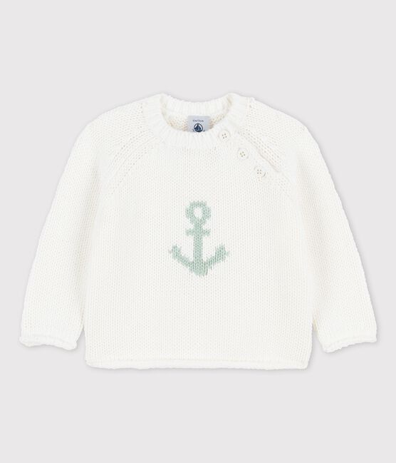 Matrosenpulli mit Ankermotiv für Babys weiss MARSHMALLOW/ HERBIER