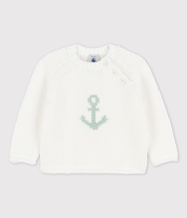 Matrosenpulli mit Ankermotiv f&uuml;r Babys weiss/gr&uuml;n