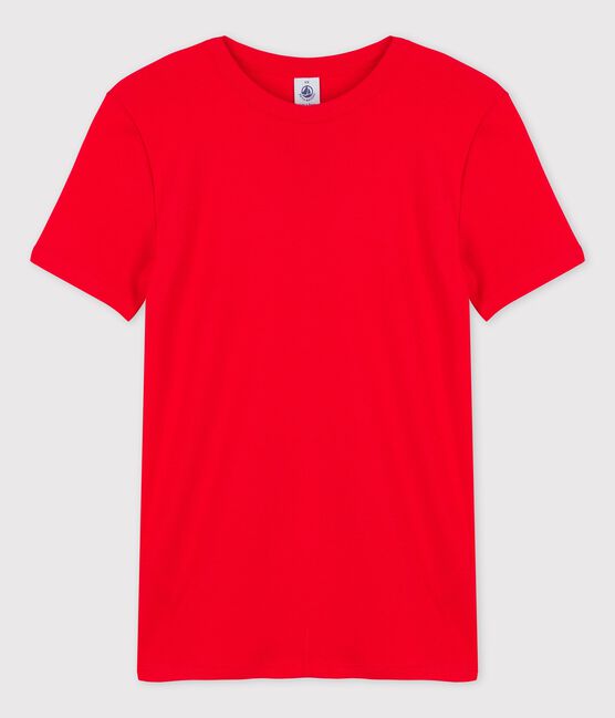 Eng anliegendes T-Shirt mit Rundhalsausschnitt aus Baumwolle für Damen rot PEPS