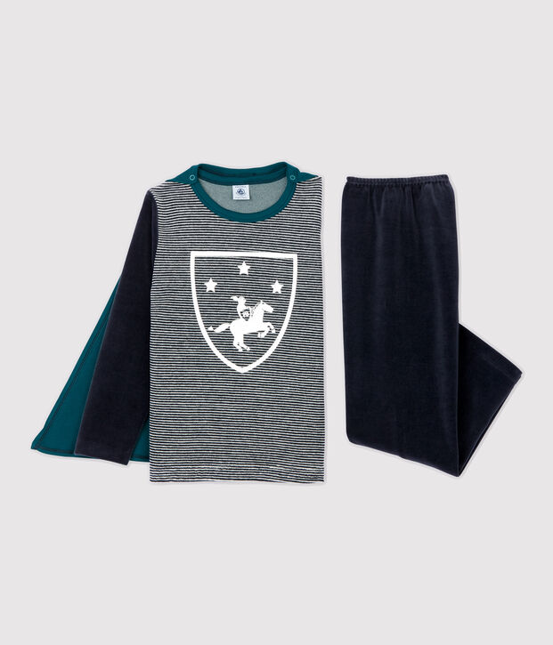 Kinderpyjama aus Nicki f&uuml;r Jungen blau/vielfarbig