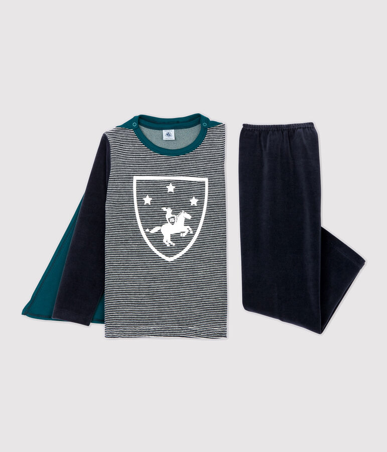 Kinderpyjama aus Nicki f&uuml;r Jungen blau/vielfarbig