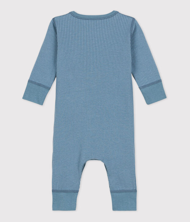 Langer Baby-Overall aus Rippstrick blau