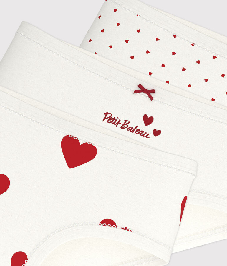 3er-Set Kinder-Slips High-Waist aus Baumwolle mit Herzmotiv vielfarbig