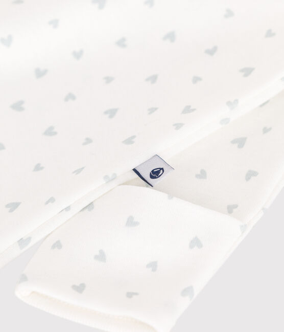 Baby-Kombi-Overall aus Baumwolle mit Kragen und kleinen Herzen weiss MARSHMALLOW/weiss MULTICO