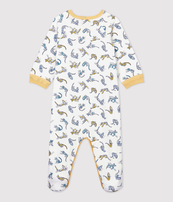 Baby-Strampler aus Baumwolle mit Panther-Muster weiss MARSHMALLOW/weiss MULTICO