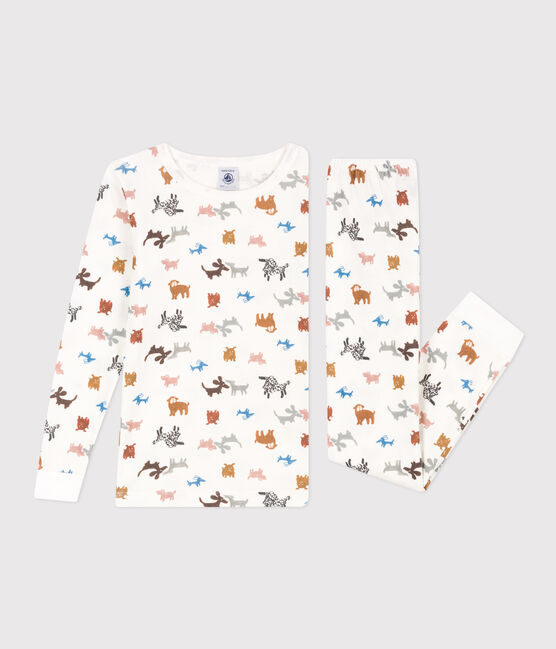 Kinderpyjama aus Baumwolle in schmaler Passform weiss MARSHMALLOW/weiss MULTICO