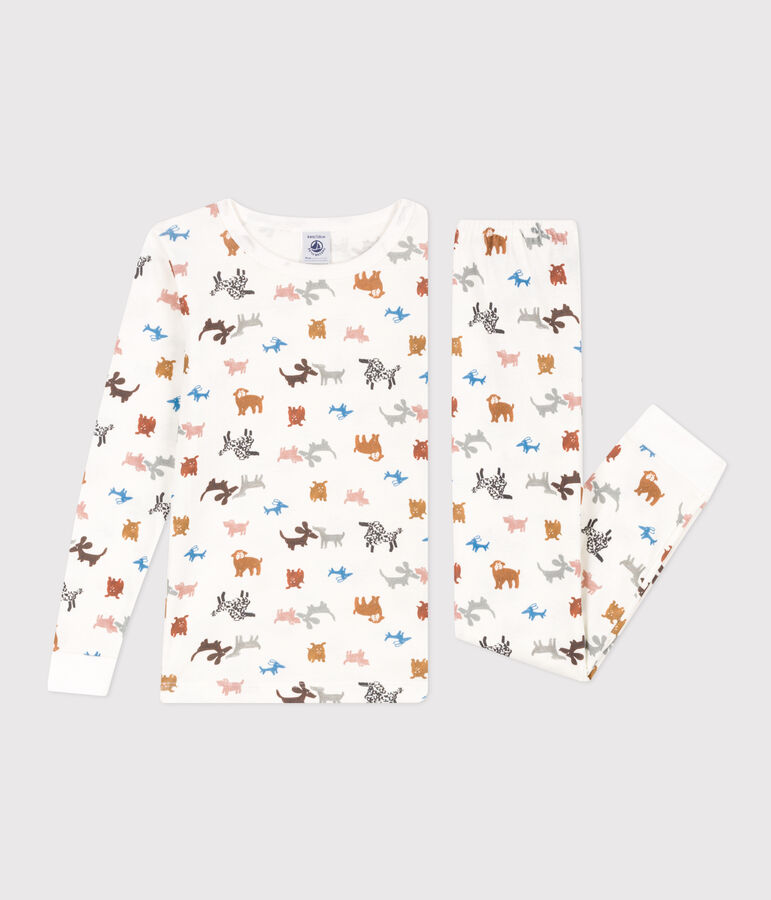 Kinderpyjama aus Baumwolle in schmaler Passform weiss MARSHMALLOW/weiss MULTICO