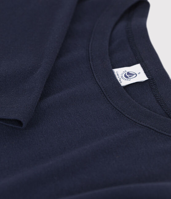 Eng anliegendes T-Shirt mit Rundhalsausschnitt aus Baumwolle für Damen blau SMOKING