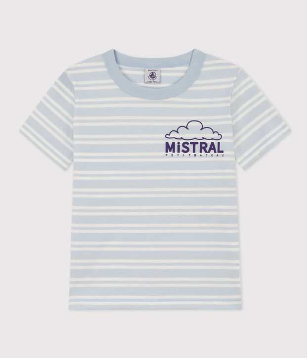 Gestreiftes Kinder-T-Shirt aus Baumwolle f&uuml;r Jungen blau/weiss