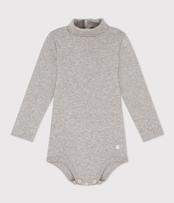 Langärmeliger Baby-Body aus Baumwolle mit Rollkragen grau CHATON CHINE