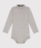 Langärmeliger Baby-Body aus Baumwolle mit Rollkragen grau CHATON CHINE