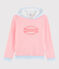 Gestreiftes Kapuzen-Sweatshirt aus Baumwolle für Damen rosa GRETEL/weiss MARSHMALLOW