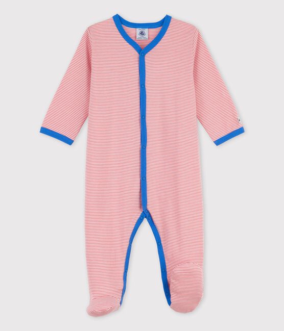 Gestreifter Baby-Strampler aus Bio-Baumwolle rosa PAPAYE/ MARSHMALLOW