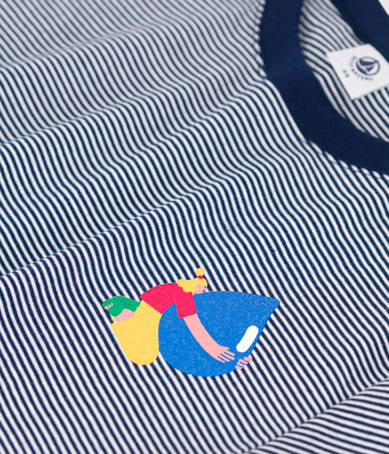 T-Shirt L&rsquo;ICONIQUE Water Family &times; Petit Bateau blau/weiss