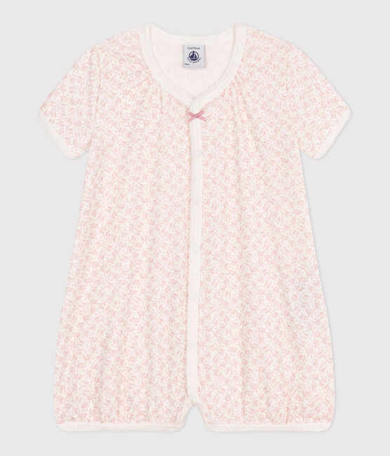Baby-Kurzoverall aus Baumwolle mit Blumenmotiv MARSHMALLOW/ PANTY