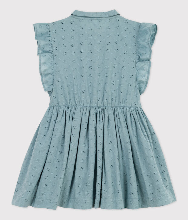Kinderkleid in Broderie Anglaise f&uuml;r M&auml;dchen blau