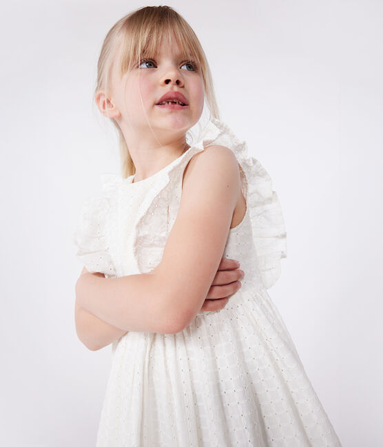 Ärmelloses Kinder-Kleid aus Baumwolle weiss MARSHMALLOW