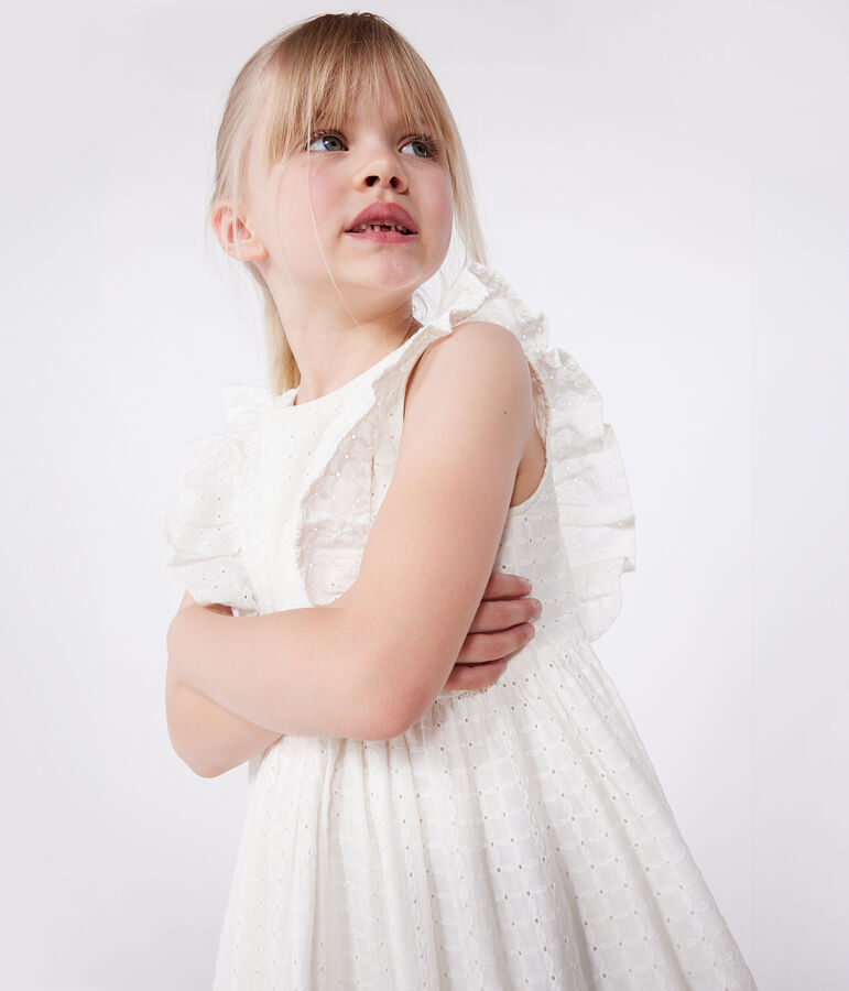 &Auml;rmelloses Kinder-Kleid aus Baumwolle weiss