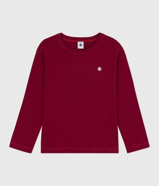 Langärmeliges Kinder-T-Shirt aus einfarbiger Baumwolle AMARANTE