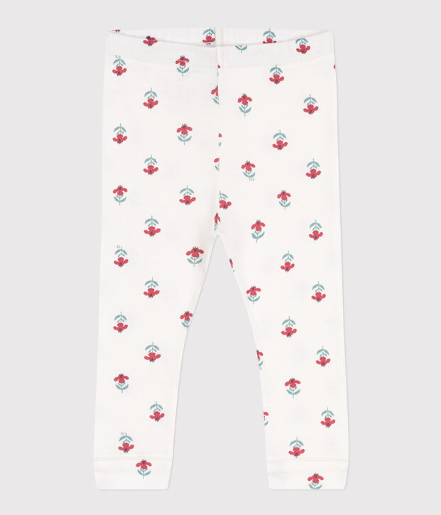 Baby-Leggings aus Baumwolle mit Blumenmuster weiss/vielfarbig