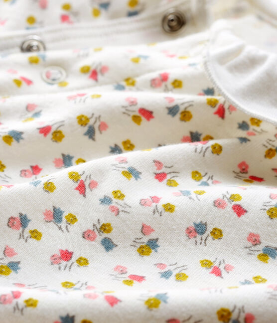 Langer Baby-Overall aus Rippstrick für Mädchen weiss MARSHMALLOW/weiss MULTICO
