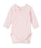 Langärmeliger Baby-Mädchen-Body aus Wolle/Baumwolle für Neugeborene rosa VIENNE/rosa GRETEL