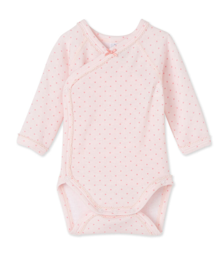 Lang&auml;rmeliger Baby-M&auml;dchen-Body aus Wolle/Baumwolle f&uuml;r Neugeborene rosa/rosa