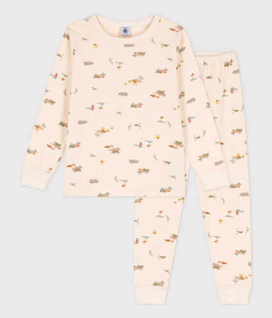 Kinderpyjama mit Tiermotiv aus Baumwolle weiss AVALANCHE/ MULTICO