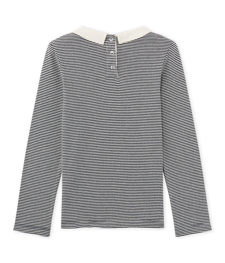 M&auml;dchen-Langarmshirt mit Milleraies-Ringelmuster blau/weiss