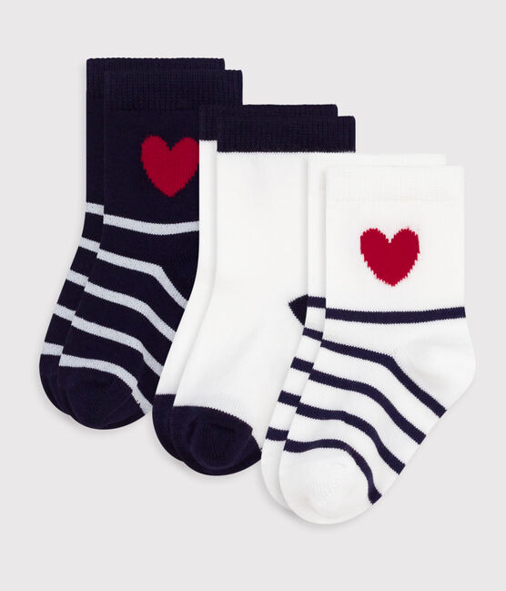 3er-Set Baby-Socken aus Baumwolle mit Streifen und Herz variante 1