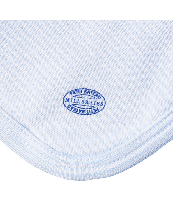 Baby-Kuschelhäschen aus Rippstrick weiss LAIT/blau FRAICHEUR