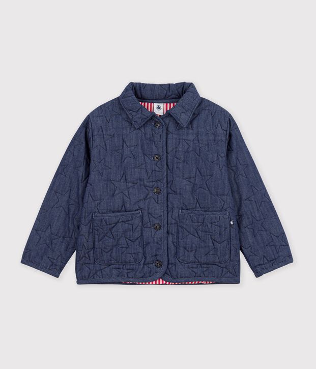 Kinder-Jacke aus einfarbigem Denim mit Sternen blau