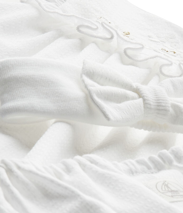 Dreiteiliges Baby-M&auml;dchen-Ensemble aus Popeline weiss ECUME