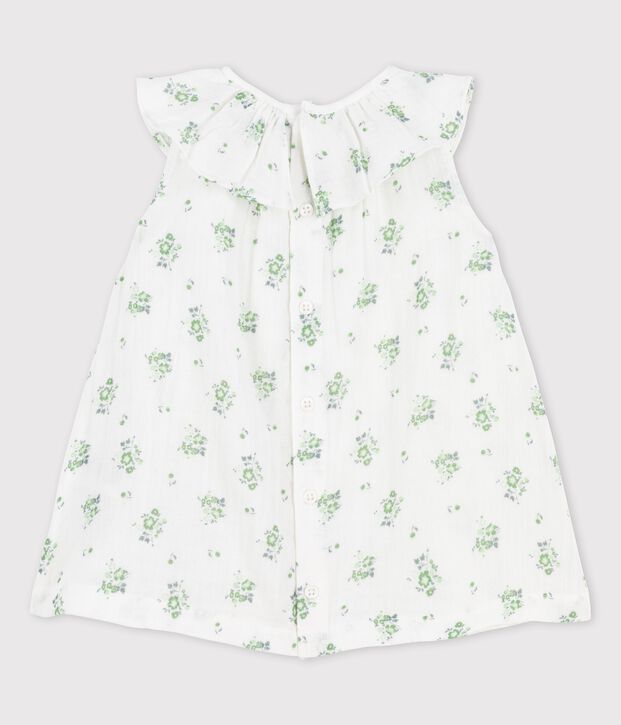 Kurz&auml;rmeliges Babykleid aus Bio-Musselinstoff mit Blumenmuster weiss/vielfarbig